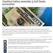 Mercado de fusiones y adquisiciones de Amrica Latina aumenta 3,74% hasta noviembre